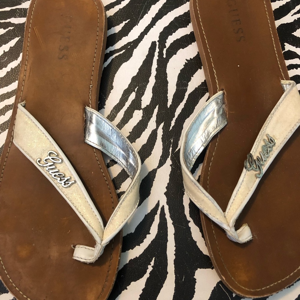 Guess Women's Silver and Tan Sandals